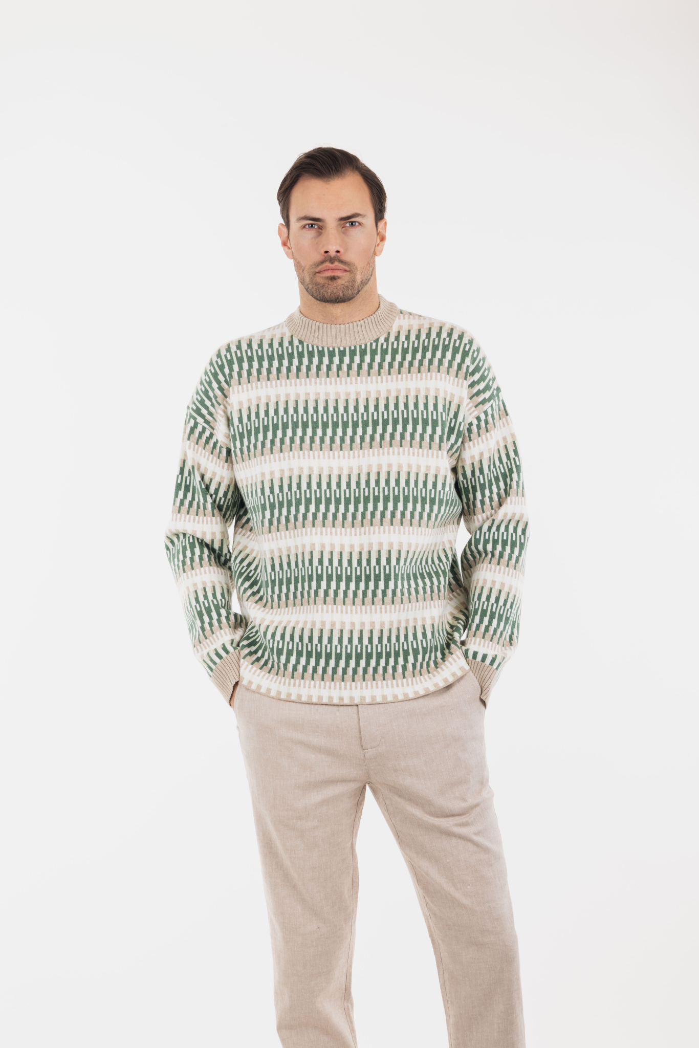 Urban Pioneers Male Dino Sweater SWEATER GREEN MULTI