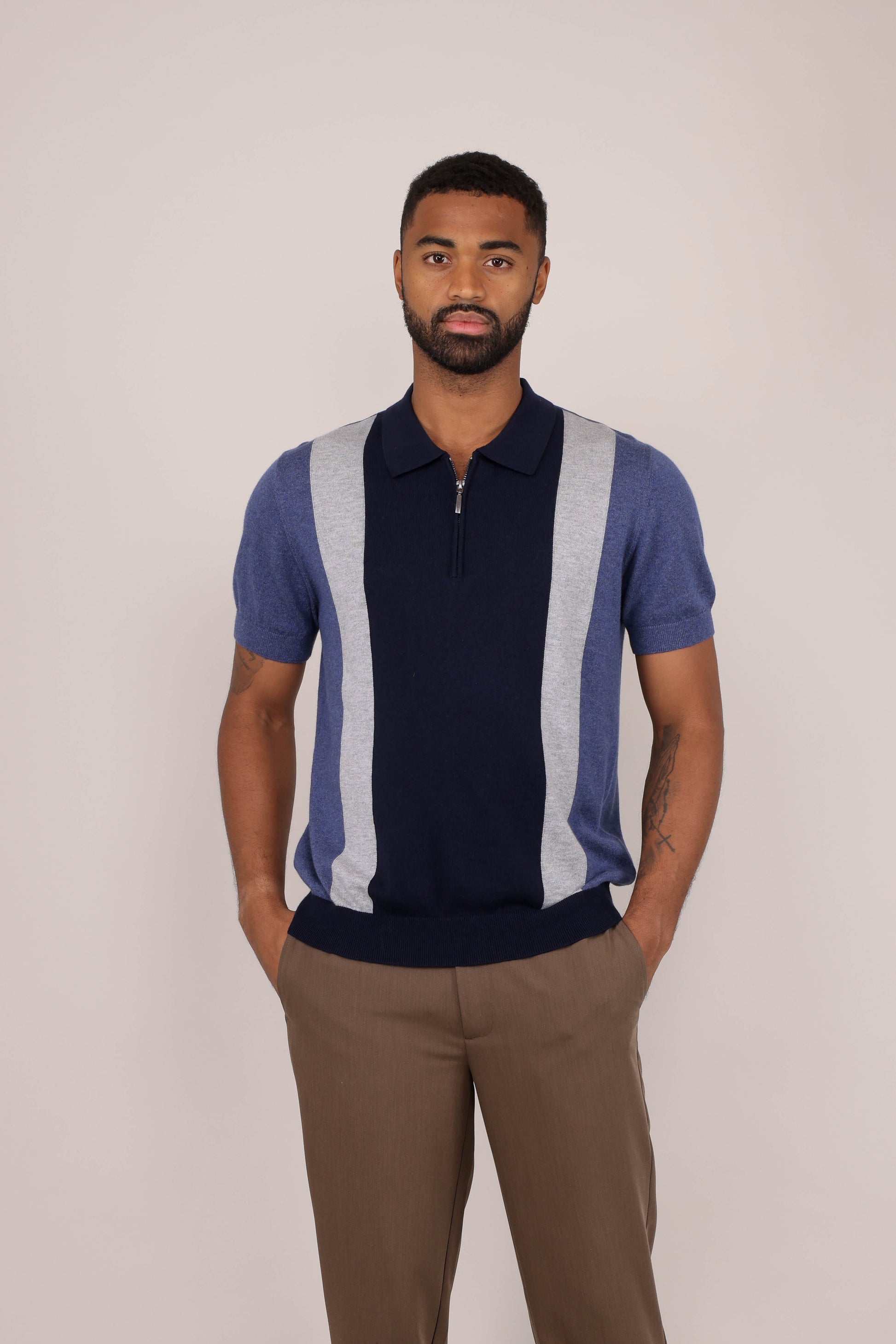 Urban Pioneers Male Doffa Half-zip PIQUE NAVY MULTI