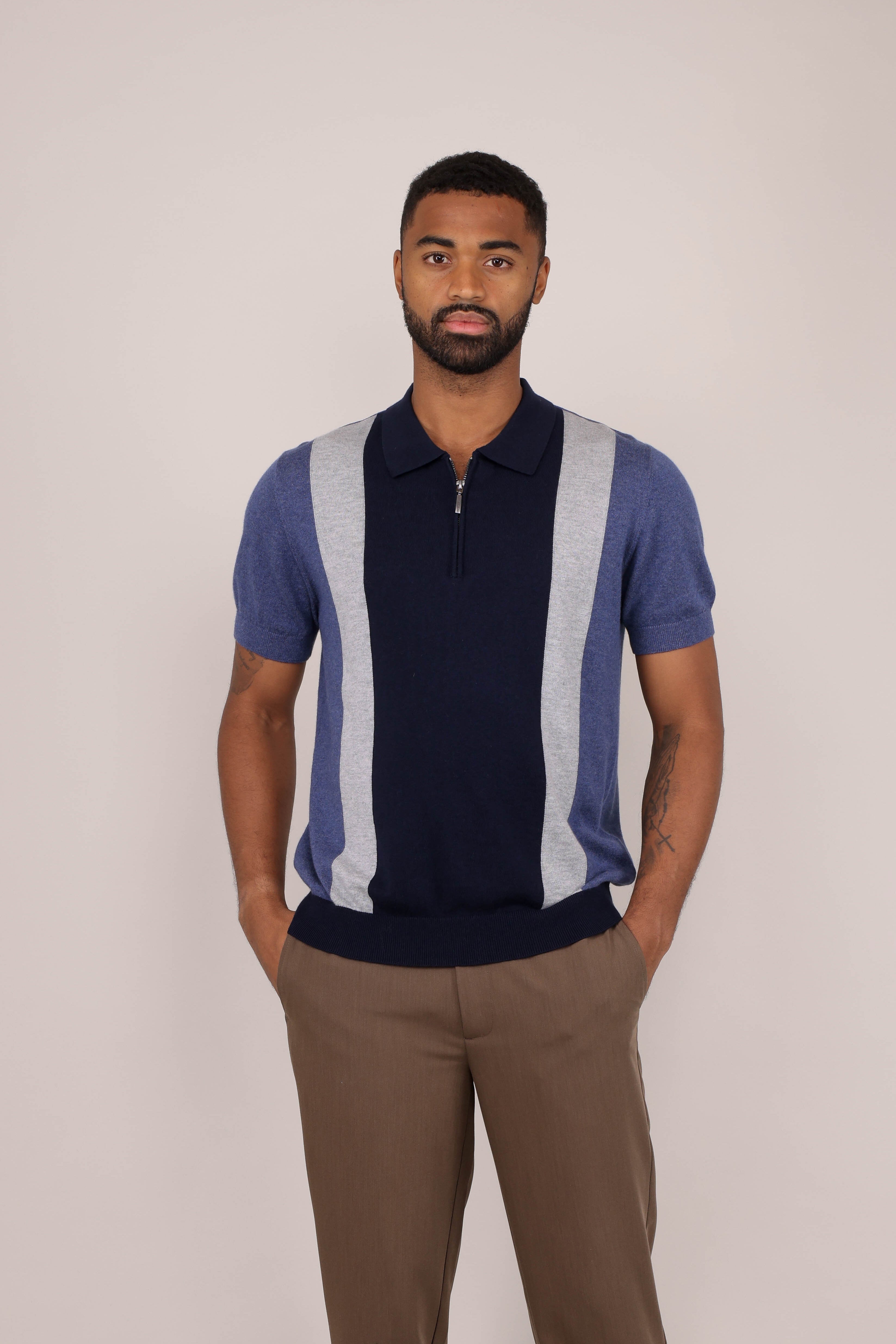Urban Pioneers Male Doffa Half-zip PIQUE NAVY MULTI
