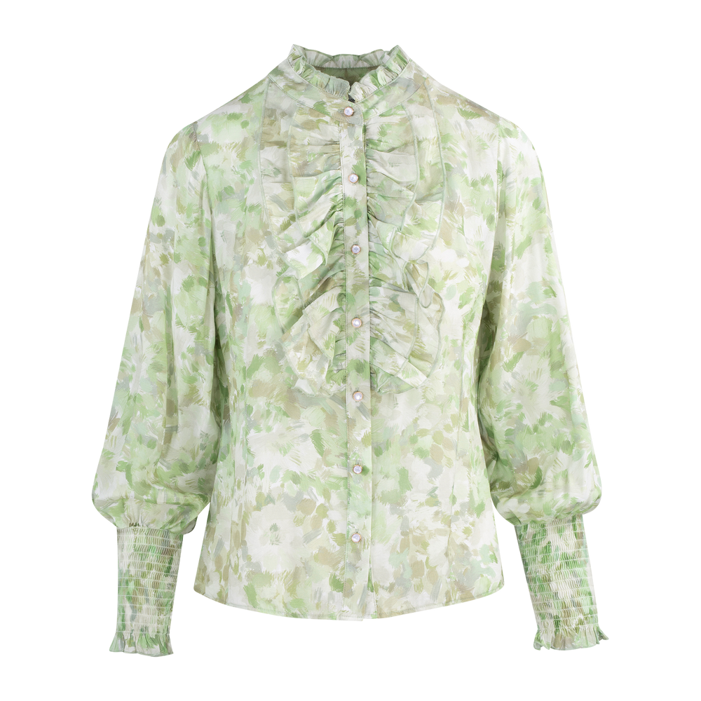 Urban Pioneers Female Merry Blouse BLOUSE GREEN AOP