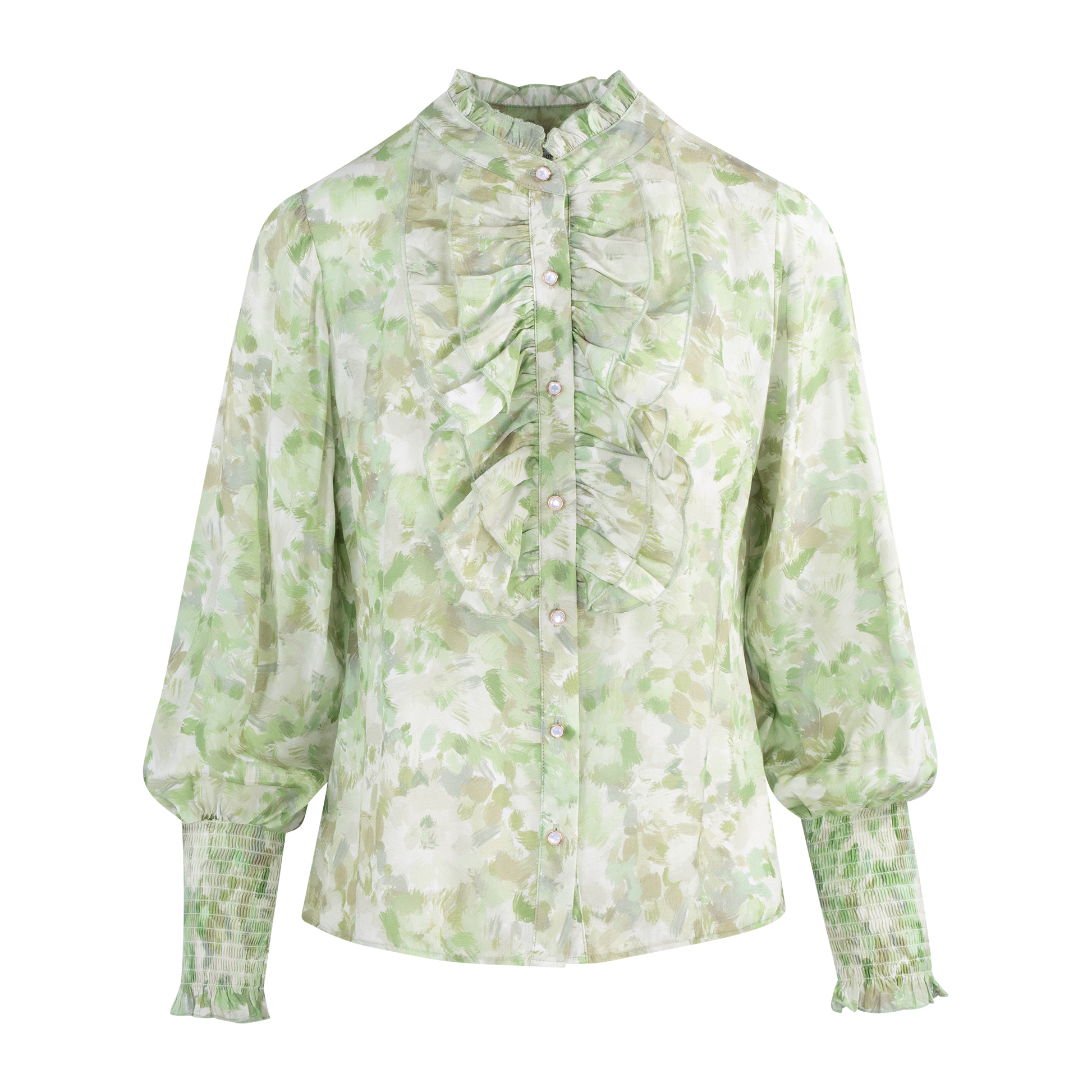 Urban Pioneers Female Merry Blouse BLOUSE GREEN AOP