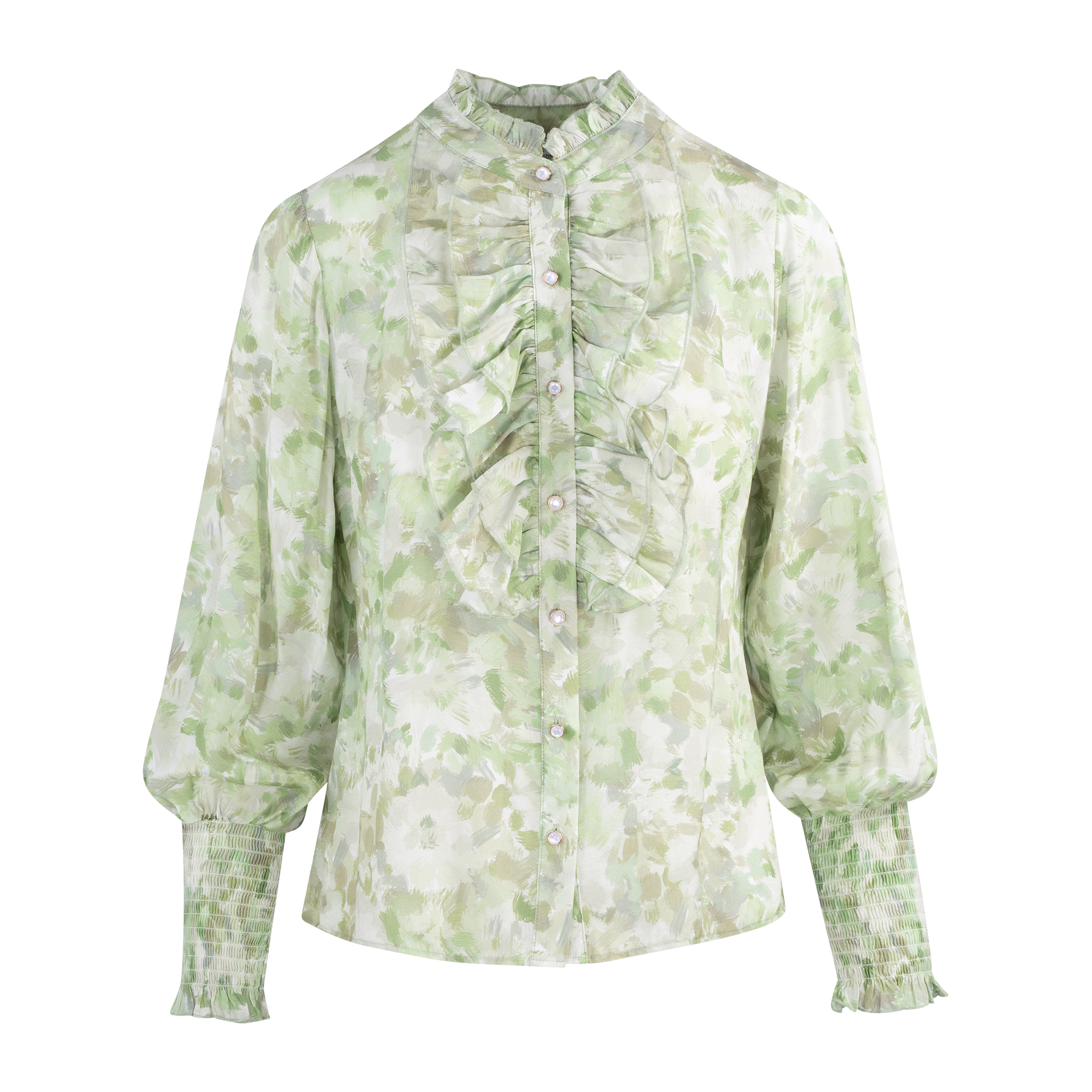 Urban Pioneers Female Merry Blouse BLOUSE GREEN AOP